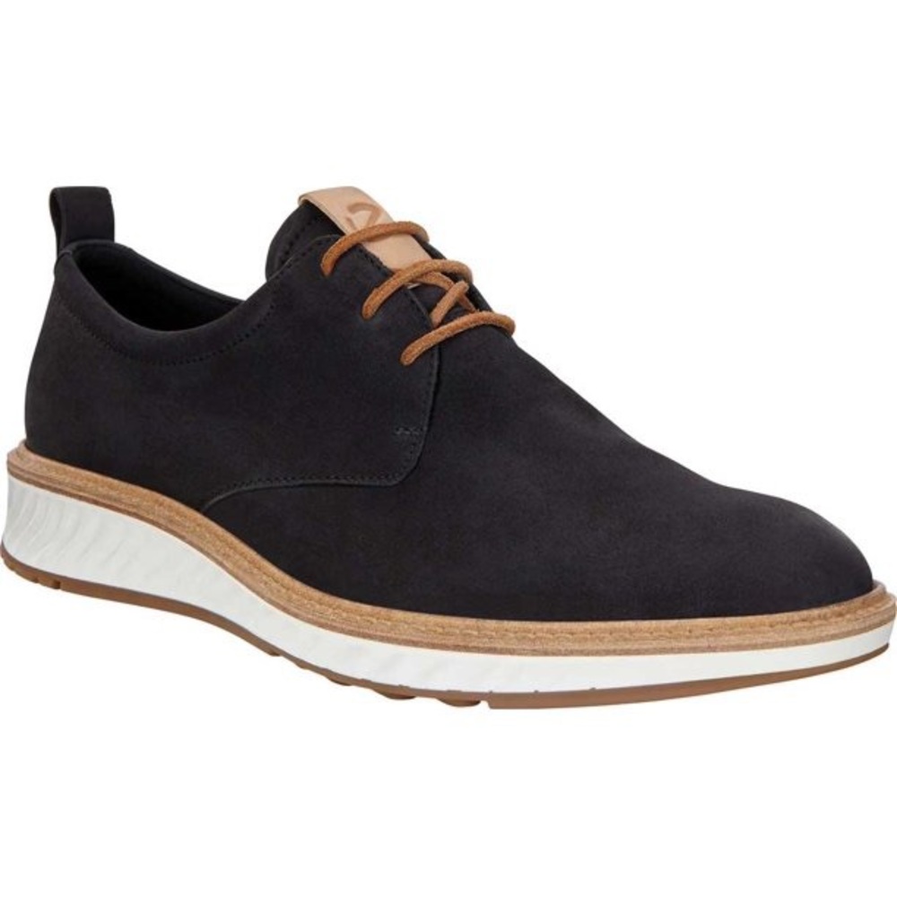 Men’s Ecco ST1 Hybrid Plain Toe Sneaker, Black/White Suede, 43 EU